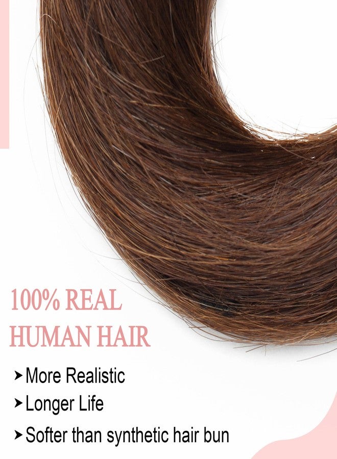 سيجو وصلات شعر سيجو الطبيعية على شكل كعكة فوضوية، ربطات شعر حقيقية، شعر مموج طبيعي، تسريحة شعر مرفوعة ناعمة، كعكة دوناتون، وصلات ذيل حصان للنساء والفتيات - رقم 04 بني شوكولاتة متوسط - Image 2